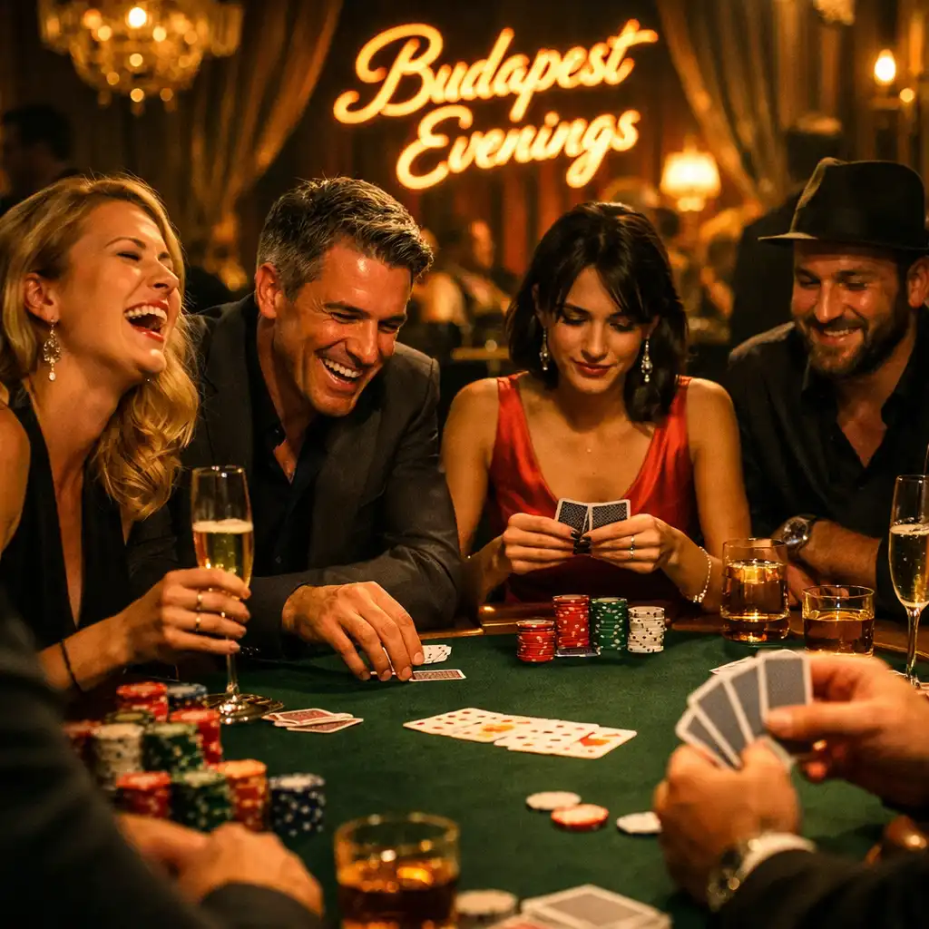 Fotóválogatás a BUDAPEST EVENINGS luxuspóker estjeiről, játék közbeni pillanatokkal és elegáns vendégekkel